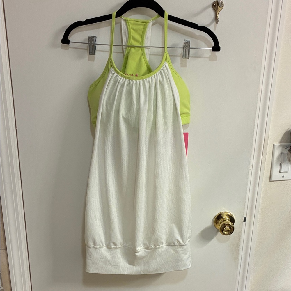 NWT Tsu Ya Women's White and Green Halter Top in XL